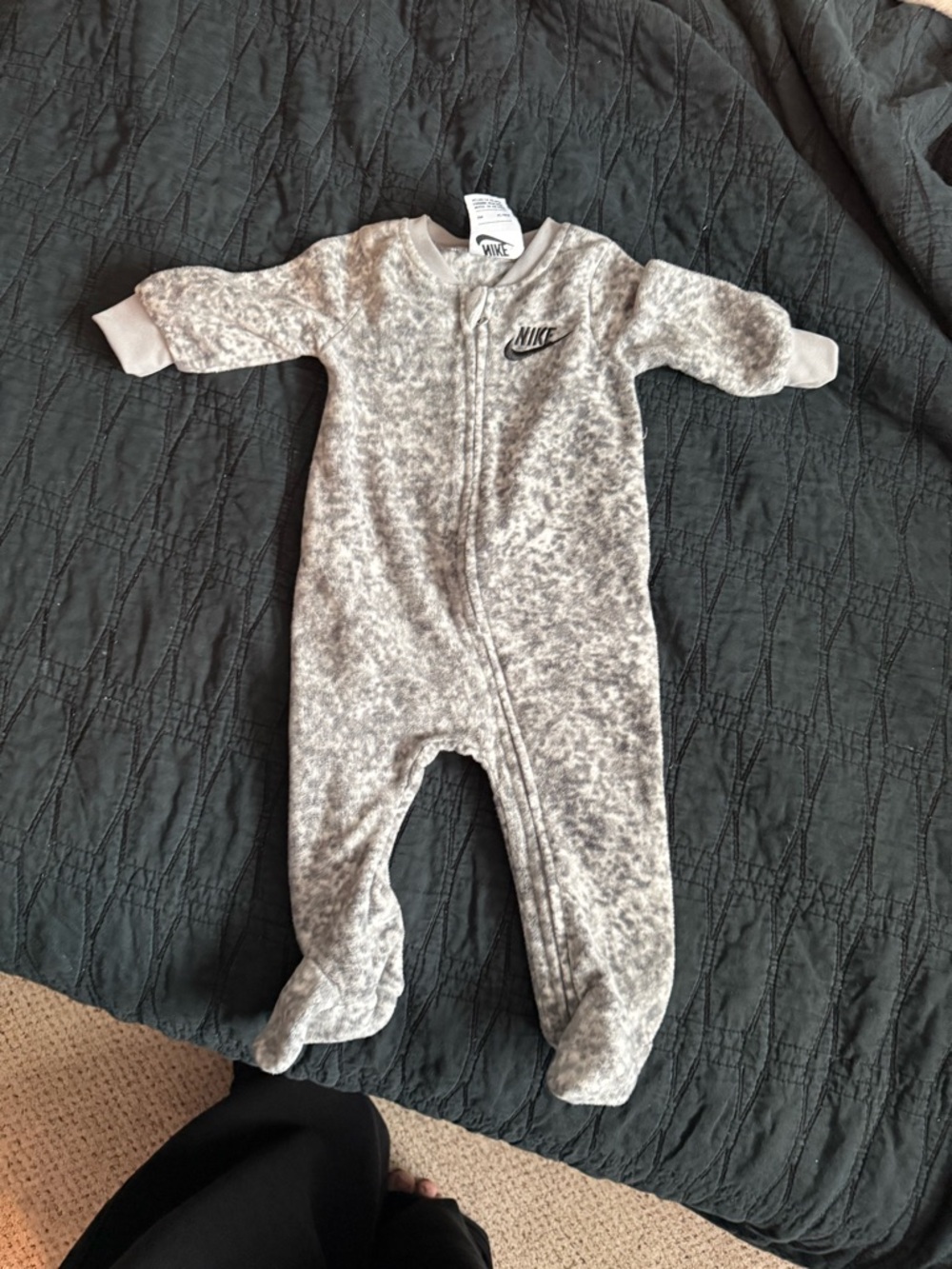 Nike Heather Gray Fleece Baby Footed One-Piece